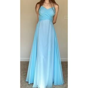 Vintage 90s Blue Wrap Long Flowy Fairy Dress